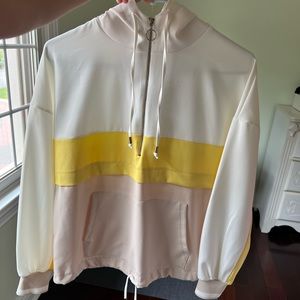 Zara Windbreaker Size Small - Yellow Cream White